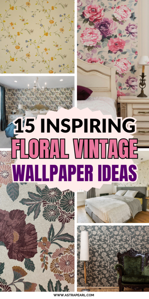 Pinterest Pin for floral vintage wallpaper.