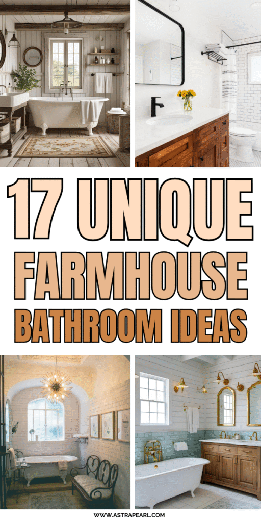 Pinterest Pin for farmhouse bathroom ideas.