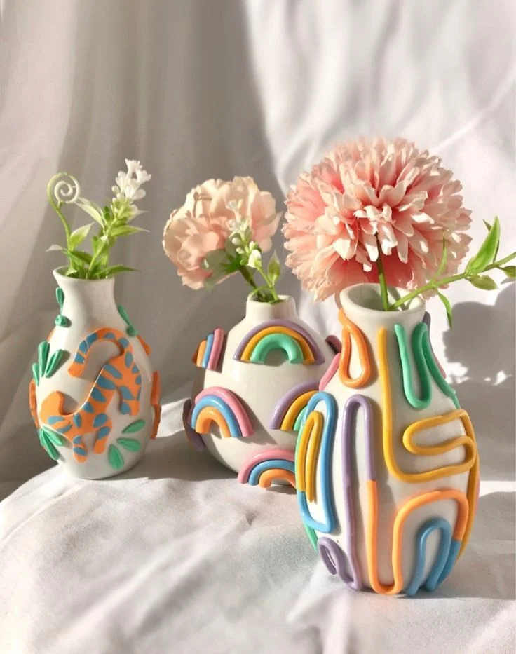 Polymer clay vases.