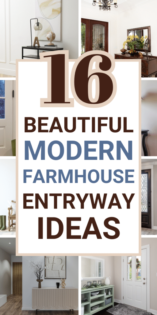 Pinterest Pin for modern farmhouse entryway ideas.