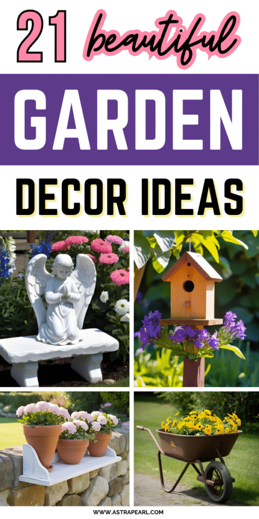 Pinterest Pin for garden decor ideas.