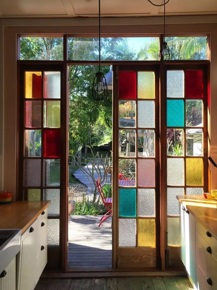 A colorful stained glass window.