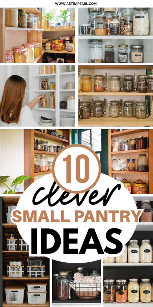 Pinterest Pin for small pantry ideas.
