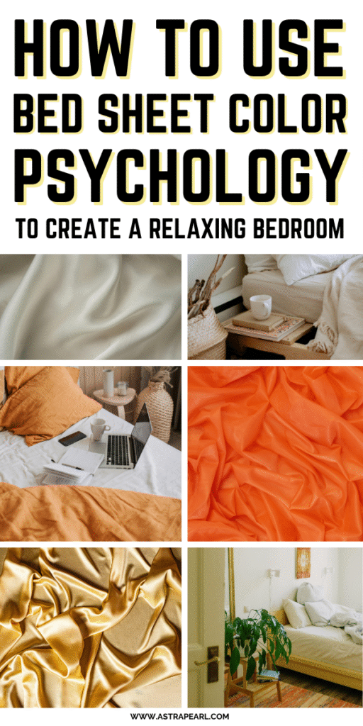 Pinterest Pin for how to use bed sheet color psychology.