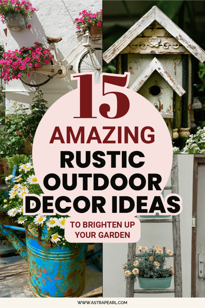 Pinterest pin for 15 amazing rustic outdoor decor ideas to brighten up your garden?