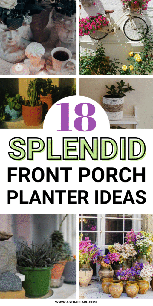 Pinterest Pin for front porch planter ideas.