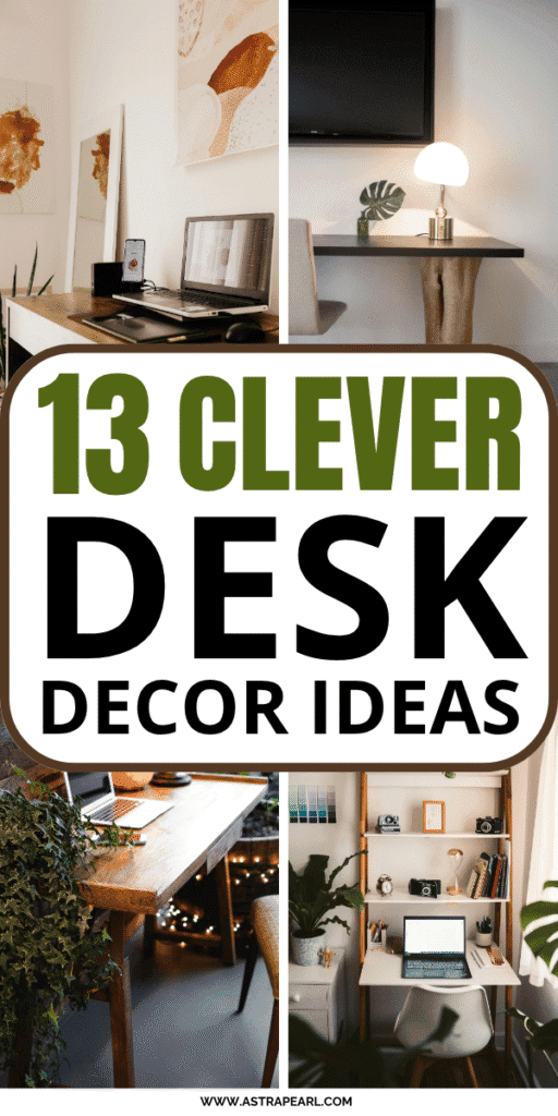 Pinterest Pin for desk decor ideas.