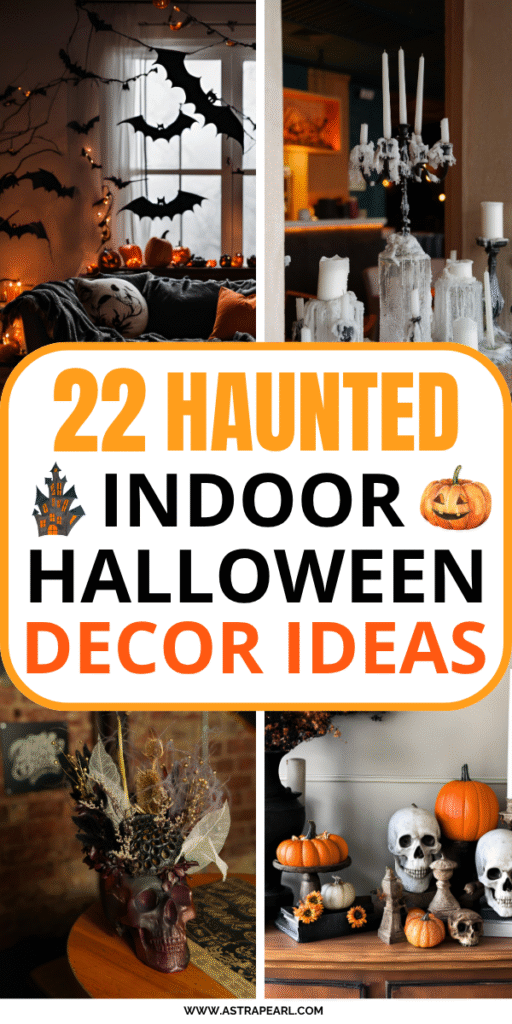 Pinterest Pin for indoor Halloween decor ideas.