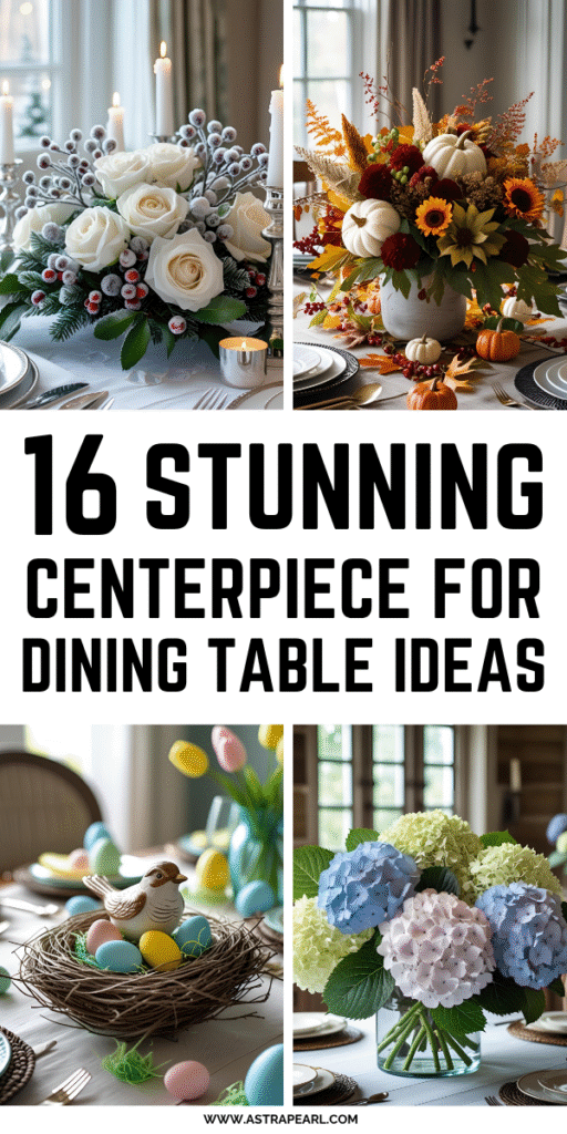 Pinterest Pin for centerpiece for dining table ideas.
