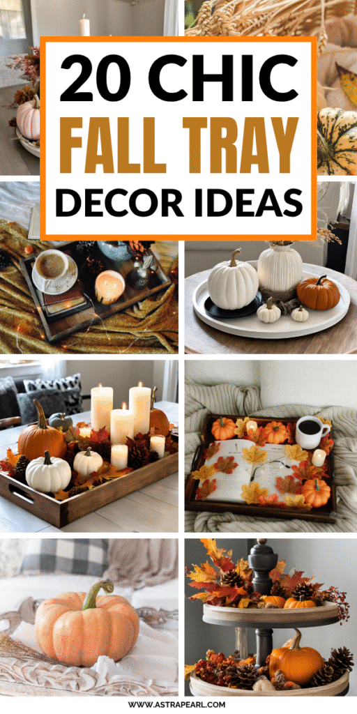 Pinterest Pin for fall tray decor ideas.