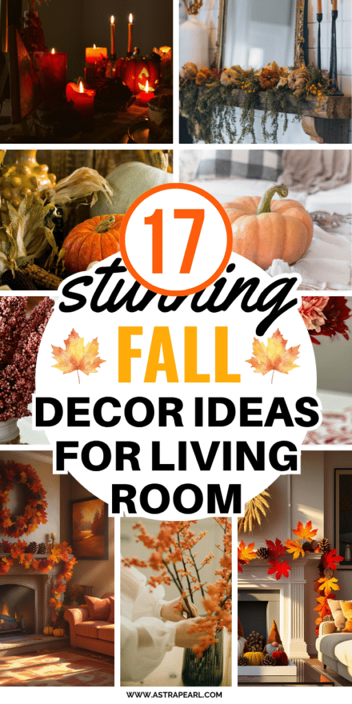 Pinterest Pin for fall decorating ideas for living room.