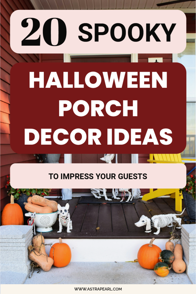 Pinterest pin for 20 spooky Halloween porch decor ideas to impress your guests.