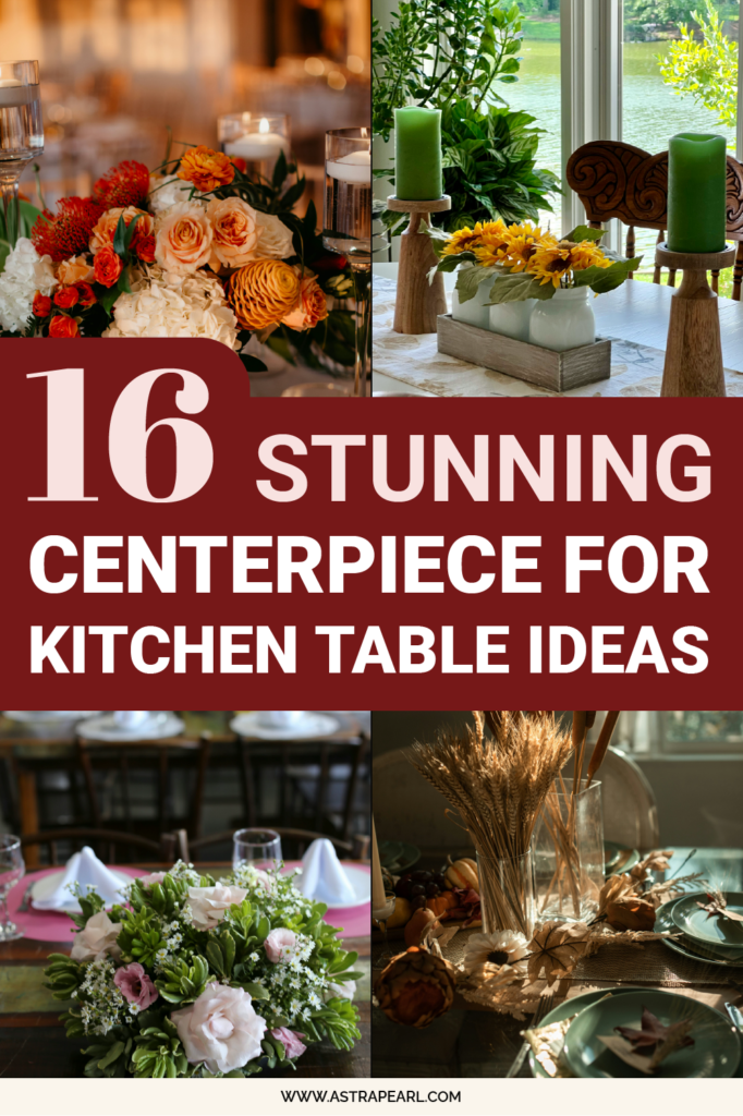 Pinterest pin for 16 stunning centerpiece for kitchen table ideas to enjoy your meal.