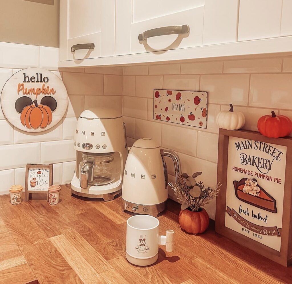 Fall signs on a kitchen wall.