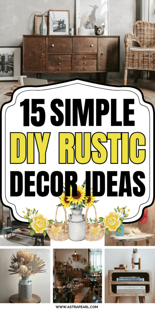Pinterest Pin for DIY rustic decor ideas.
