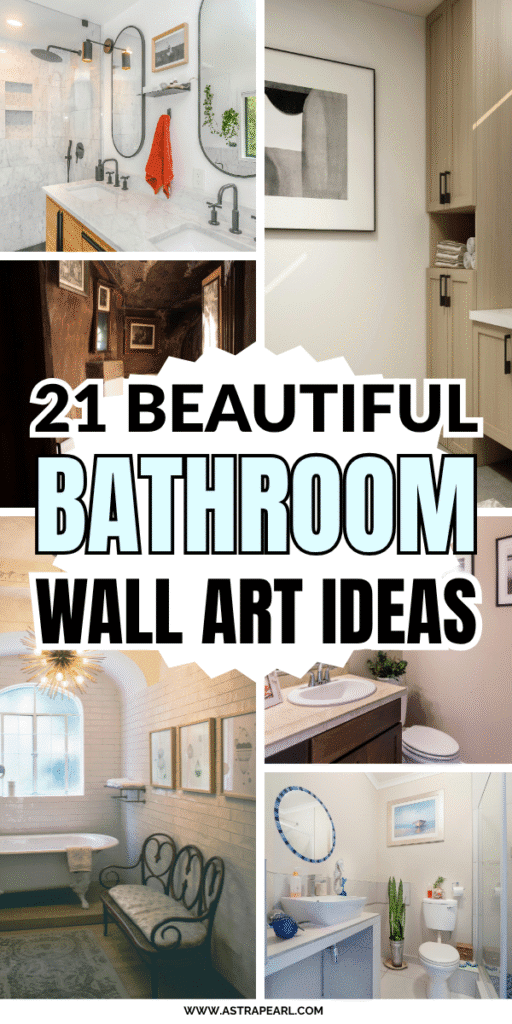 Pinterest Pin for bathroom wall art ideas.
