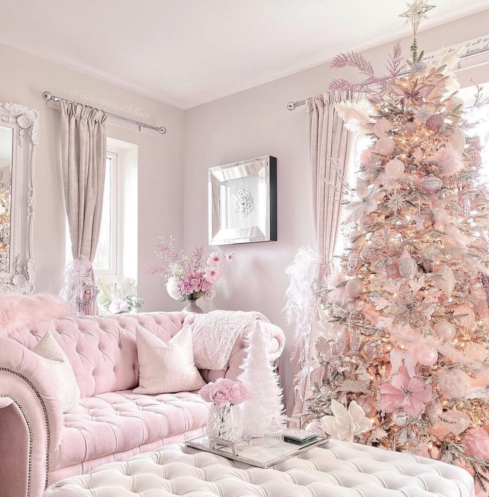 A pink Christmas tree with