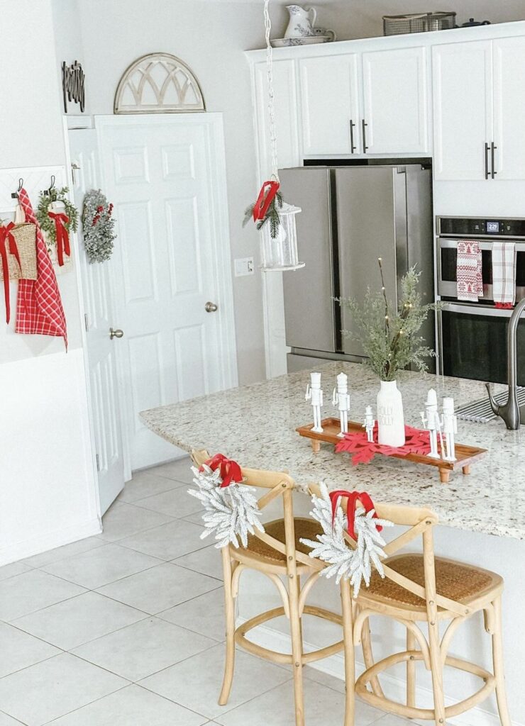 White nutcrackers on a kitchen table.