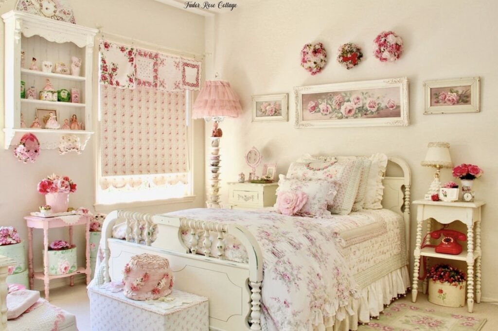 A shabby chic bedroom.