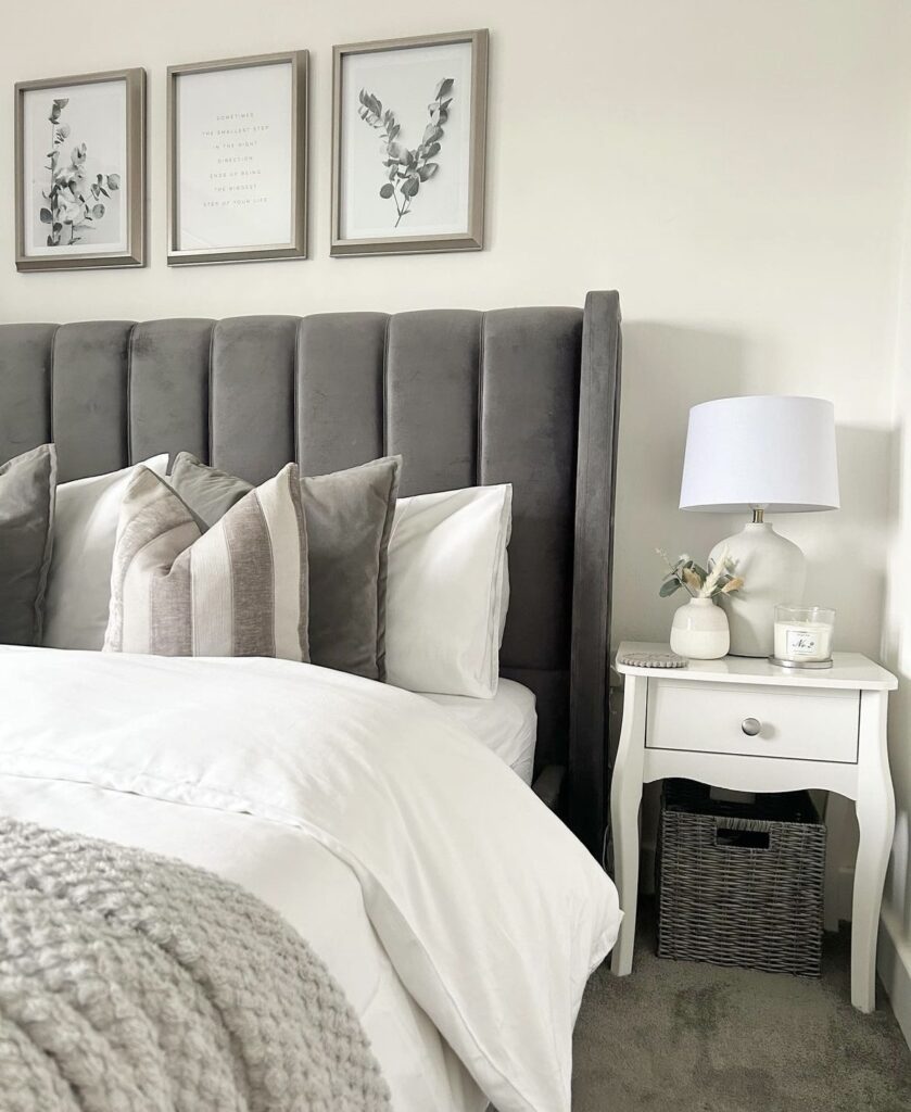 A gray bedroom.