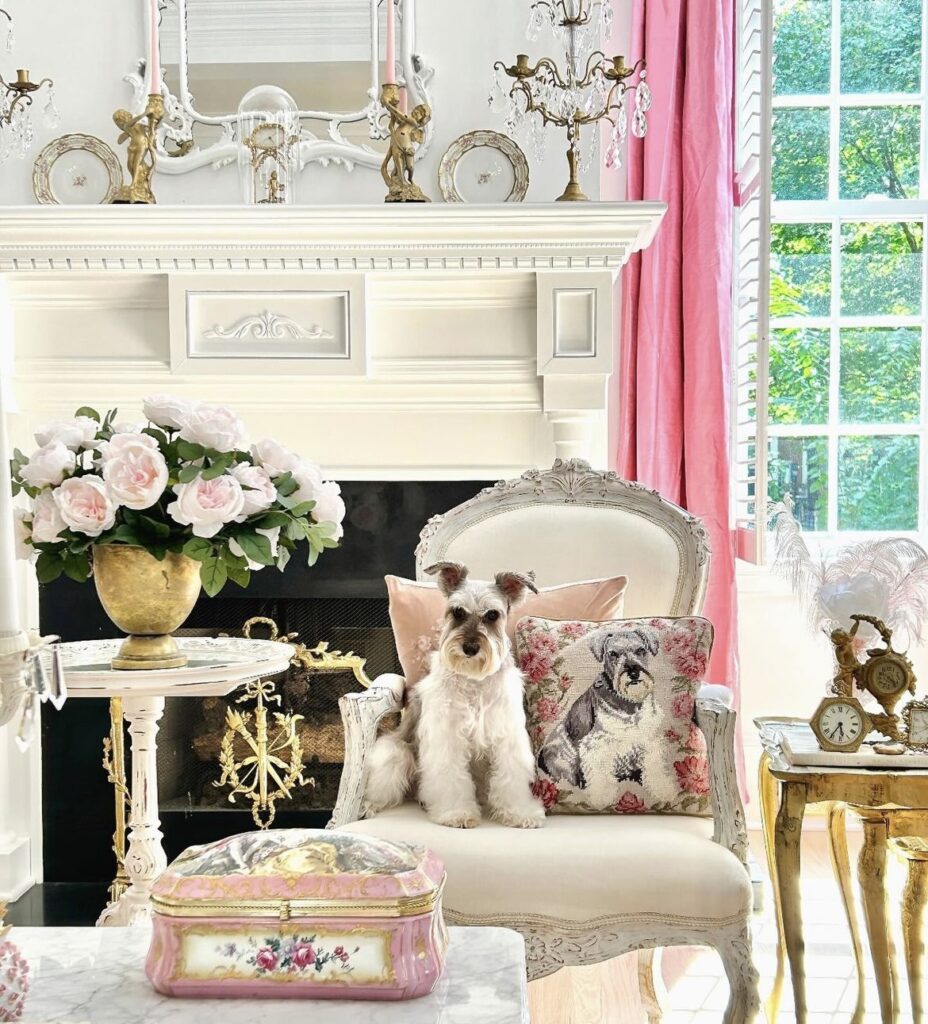 an antique chair in a shabby chic living room.