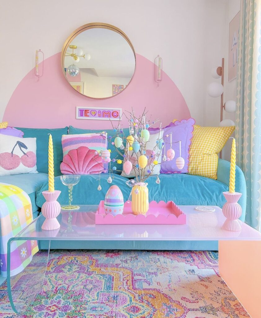 A pastel living room.