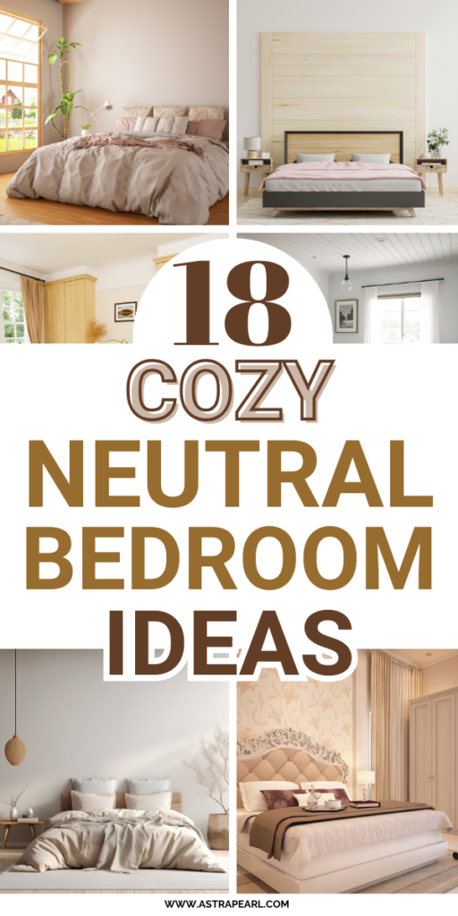 Pinterest pin for 18 Cozy Neutral Bedroom Ideas To Feel More Relaxed.