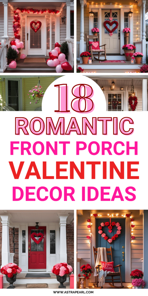 Pinterest Pin for front porch valentine decor ideas.
