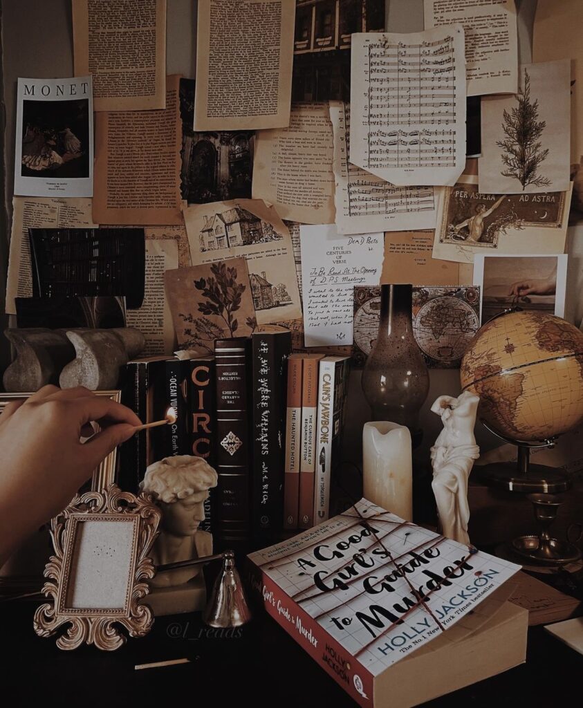 A gallery wall filled with book pages.