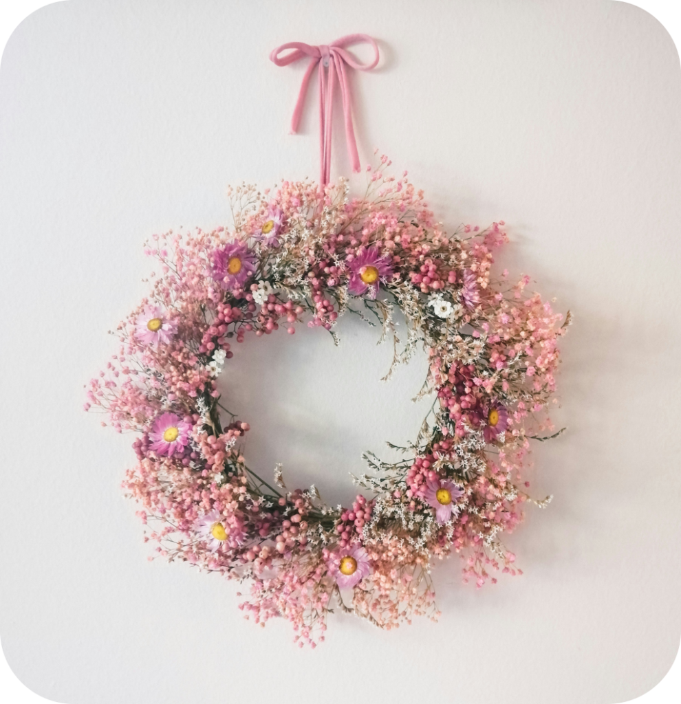 A pink floral wreath.