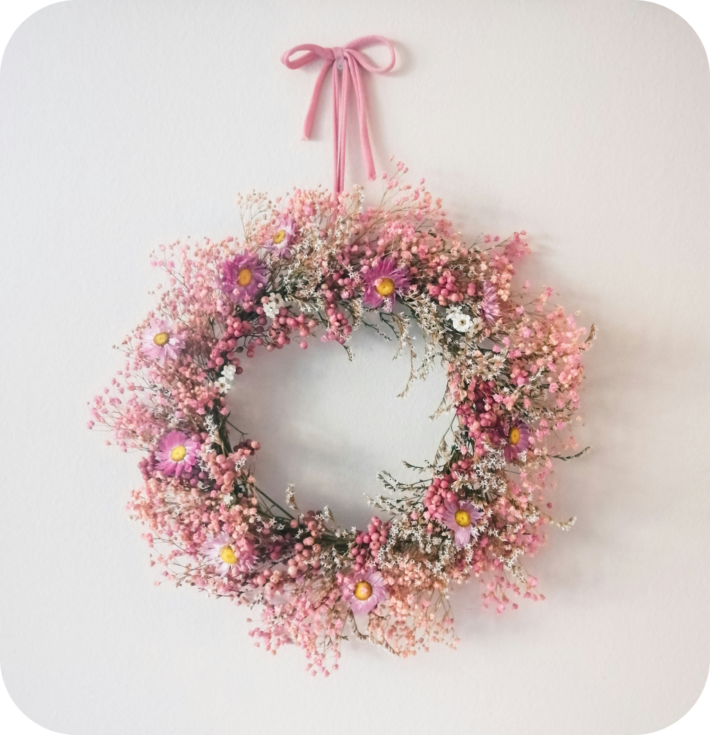 A pink floral wreath.