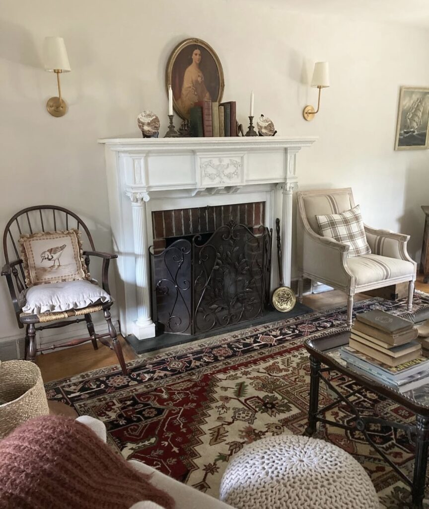 A living room filled with vintage decorative items.