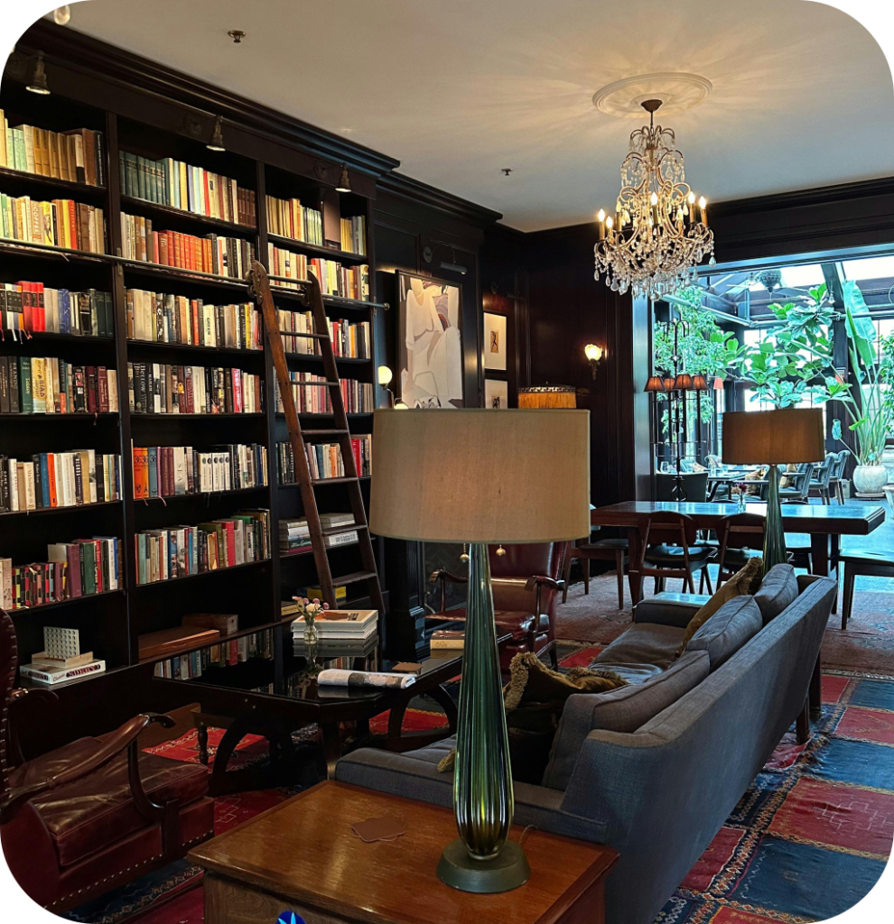 A traditional living room filled with books.