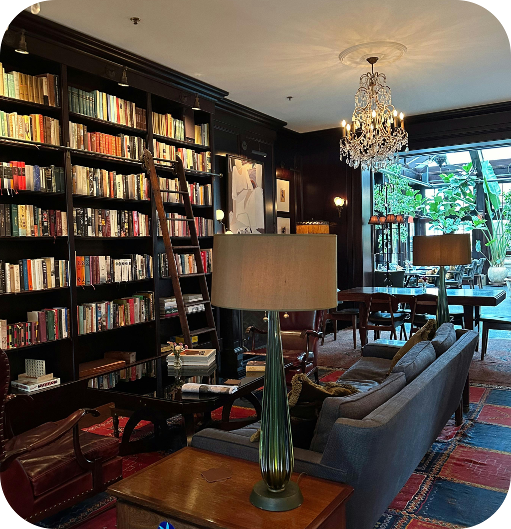 A traditional living room filled with books.