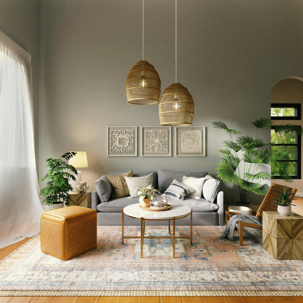 A gray living room.