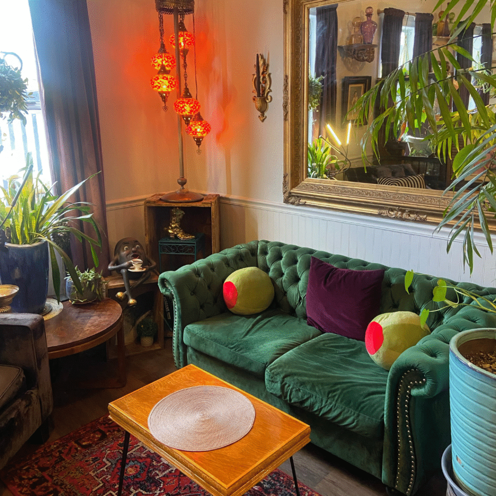 An eclectic living room.