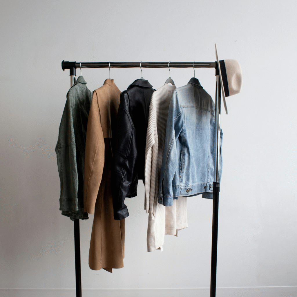 A clothes rack.