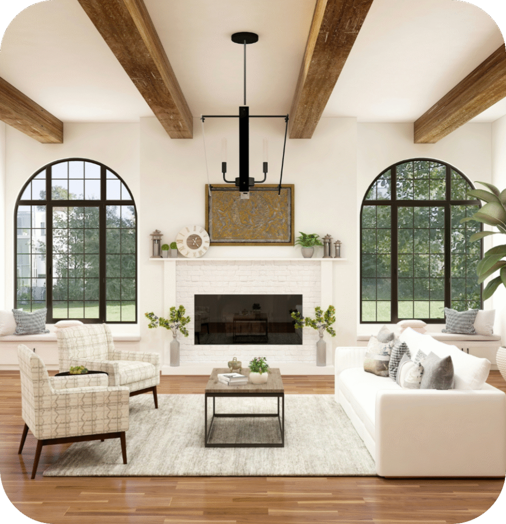 A farmhouse living room.