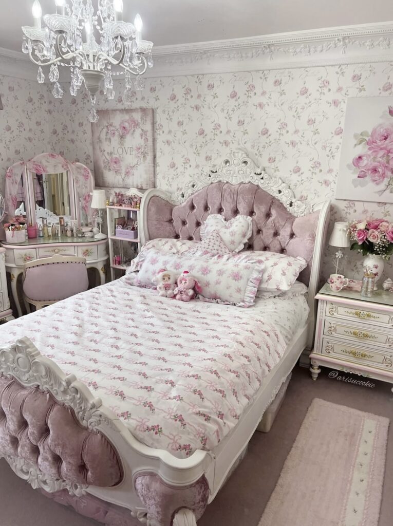 A shabby chic bedroom.
