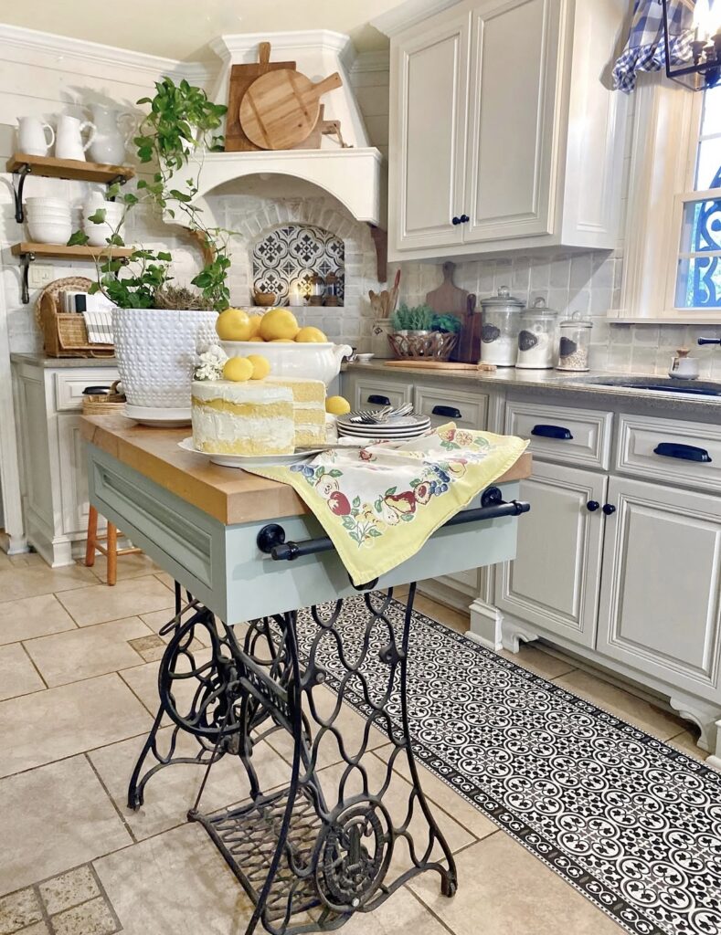 Mosaic and stone tiles in a traditional kitchen.