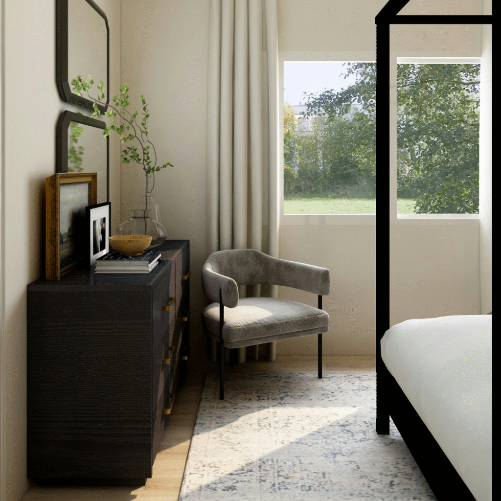 A traditional bedroom.