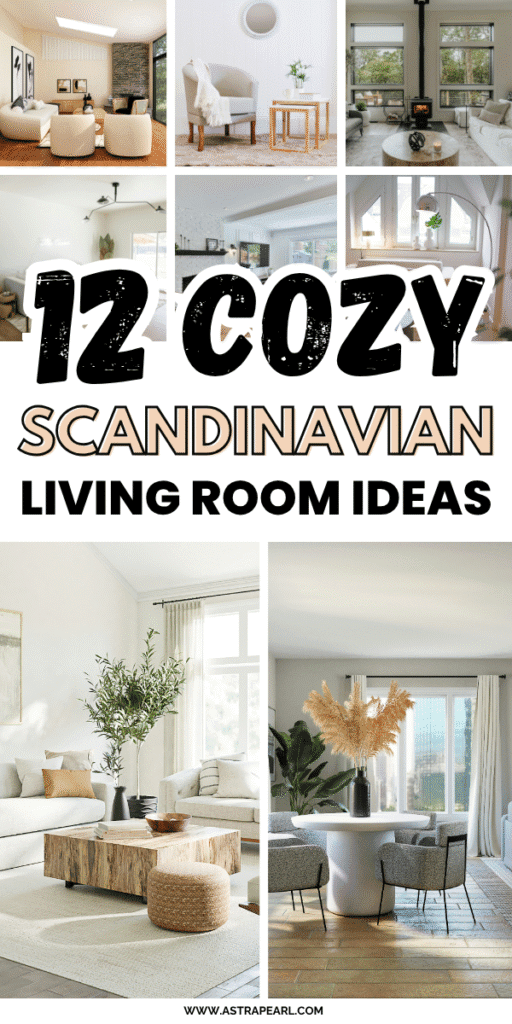 Pinterest Pin for Scandinavian living room ideas.