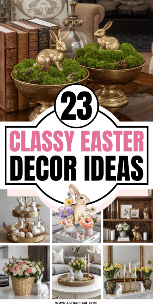 Pinterest Pin for classy Easter decor ideas.