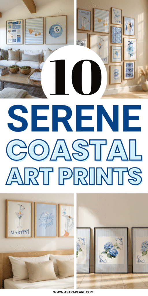 Pinterest Pin for coastal art prints.