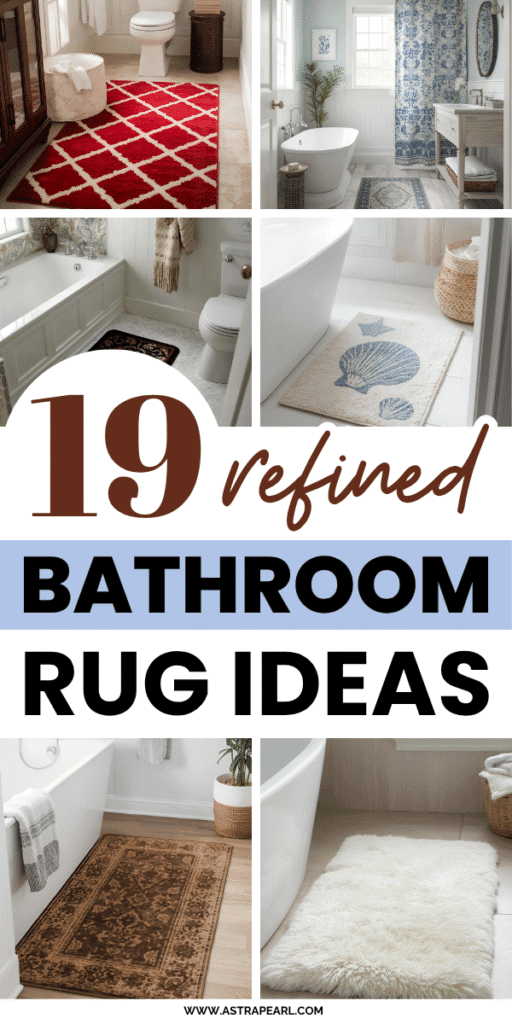 Pinterest Pin for bathroom rug ideas.