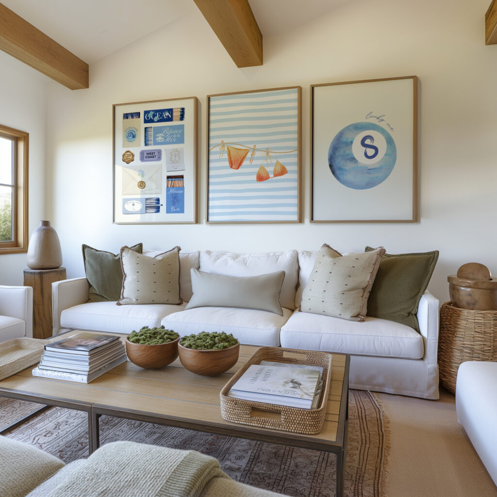 A trendy coastal print set of 3.