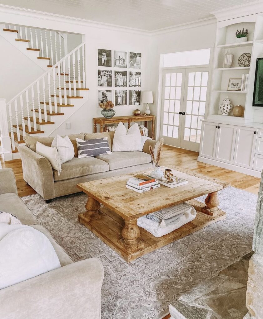 A modern farmhouse living room.