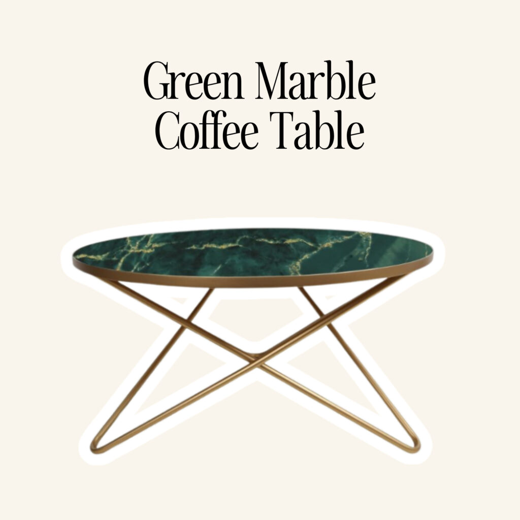 A green marble coffee table.