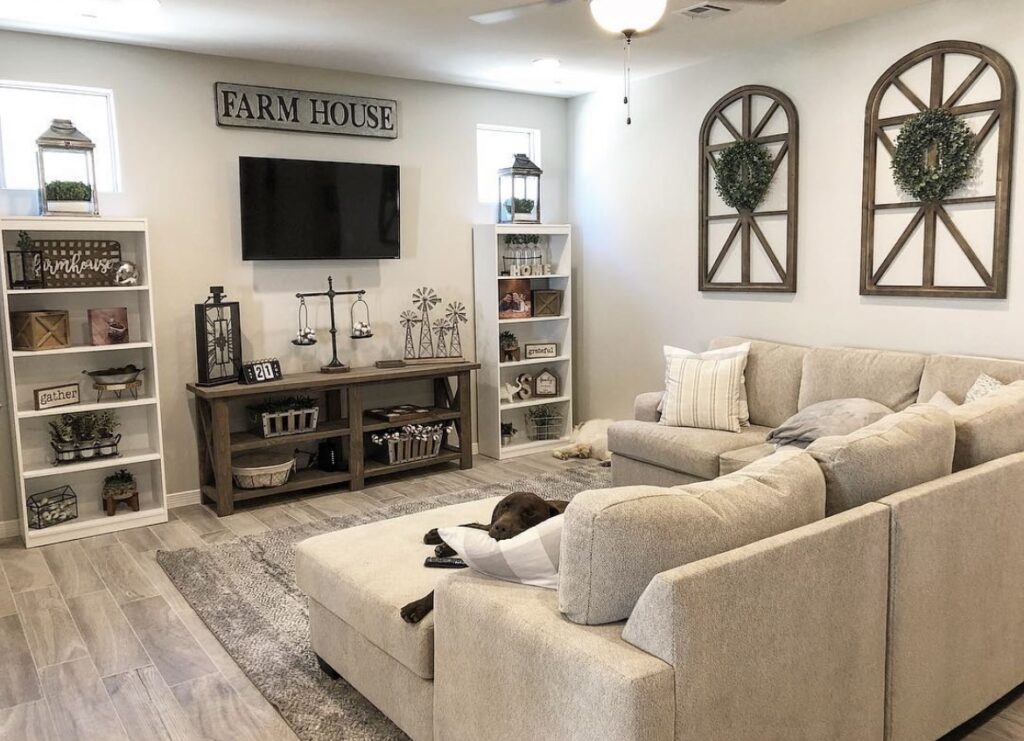 A farmhouse living room.