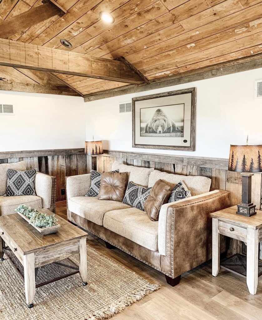 A rustic living room.